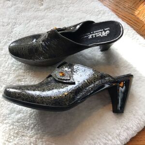 Helle Comfort 38 Mule Patent Leather Gray Green